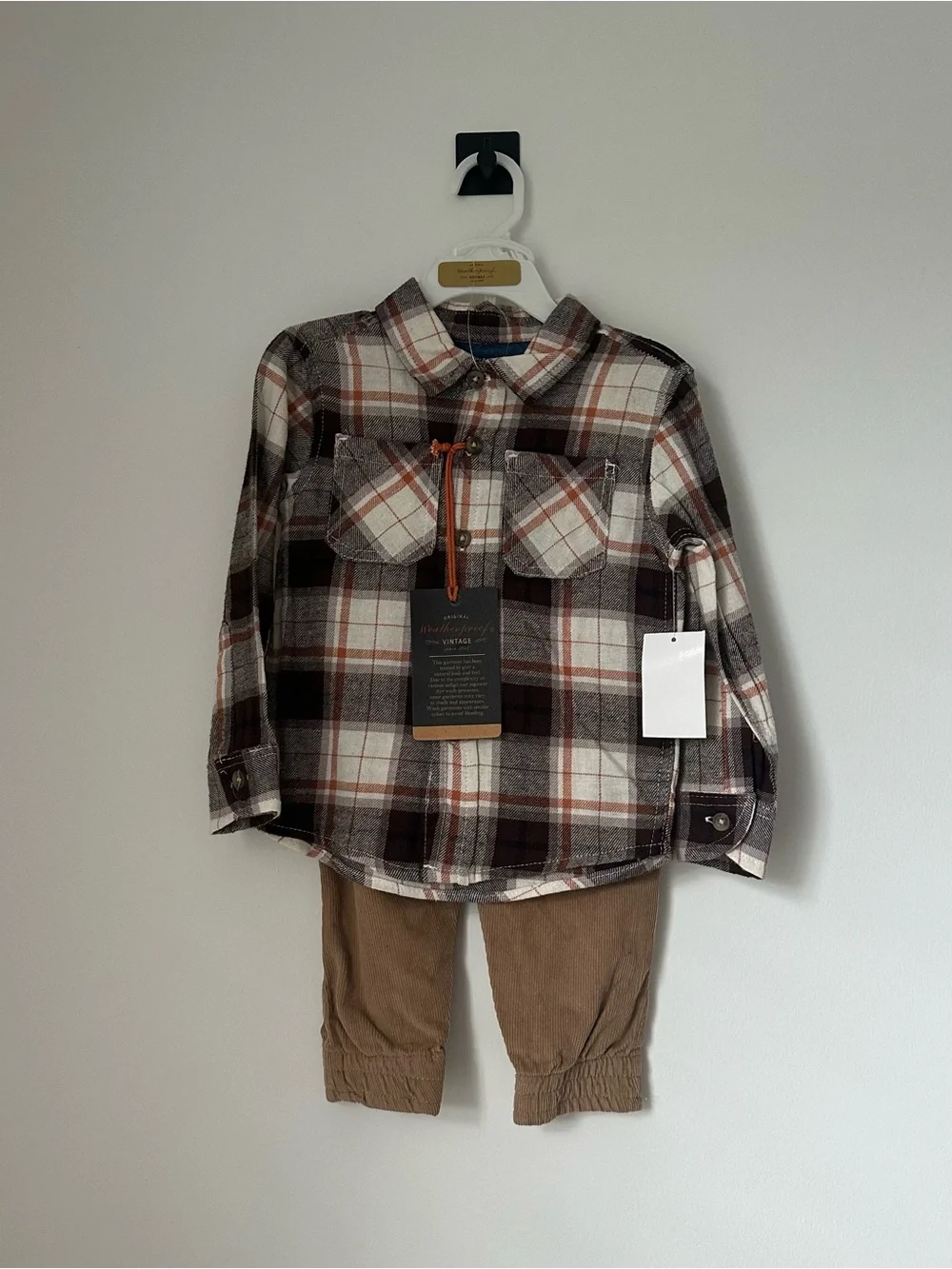 Toddler Brown Plaid Two-Piece Set